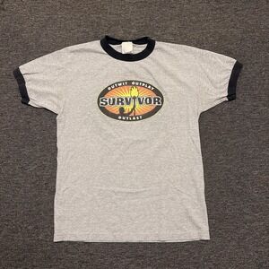 Vintage Survivor Outlast 2001 Shirt Australia Ringer Tee CBS Promo Licensed LG.